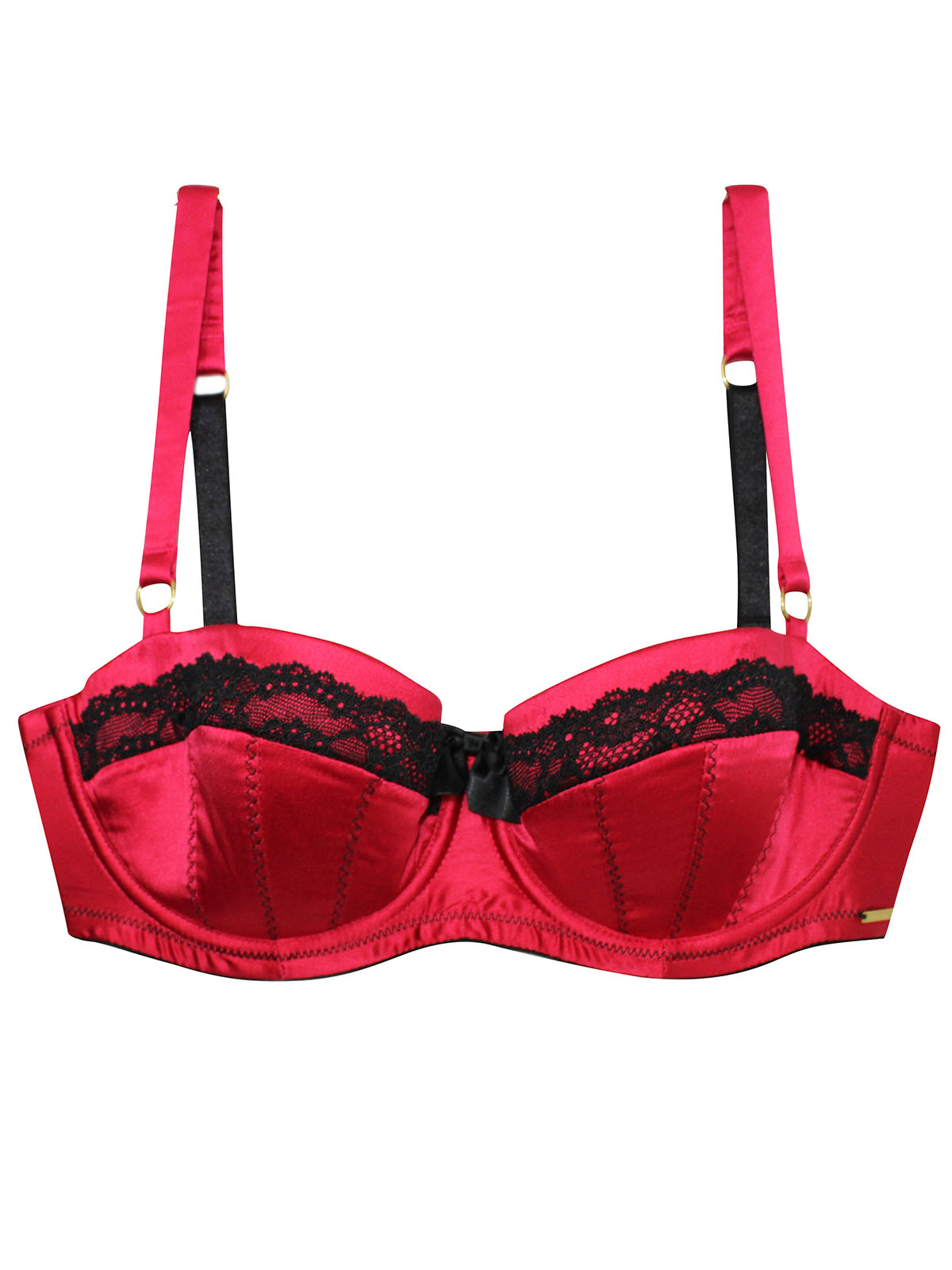 New Boohoo Red And Pink Satin Double Strapping Balcony Bra Size