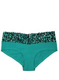TURQUOISE Animal Lace Trim Brazilian Knickers - Size 8 to 10 (S to M)