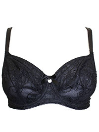 BLACK Brodie Full Support Balconette Bra - Size 30 to 38 (D-DD-FF-GG-H)