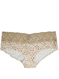 LATTE Animal Print Contrast Lace Trim Brazilian Knickers - Size XS to L