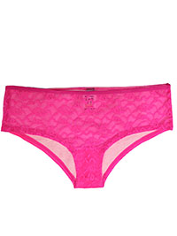 BRIGHT-PINK Lace Front Brazilian Knickers - Size 8 to 16/18 (S to XL)