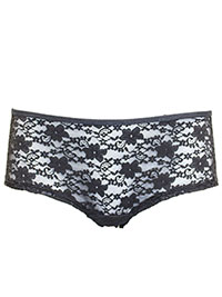 CHARCOAL All Over Lace Shorts Knickers - Size S to M