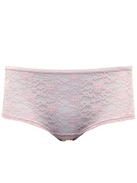 DUSKY-PINK All Over Lace Shorts Knickers - Size S to M