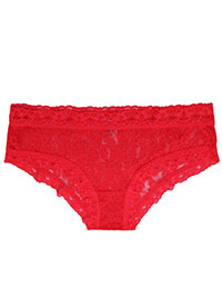LIPSTICK-PINK All Over Lace Cheeky Hipster Knickers - Size 8 to 16/18 (S to XL)