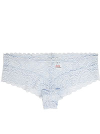 SKY-BLUE All Over Lace Cheeky Hipster Knickers - Size S to XL