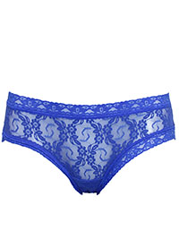 BLUE All Over Lace Cheeky Hipster Knickers - Size S to L