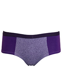 PURPLE Contrast Panelled Hipster Knickers - Size 6 to 12/14 (XS to L)