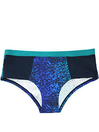 BLUE Contrast Panelled Hipster Knickers - Size 10 (M)