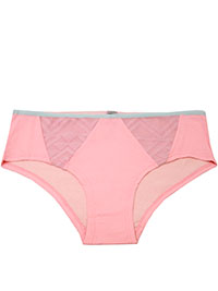PINK Lace Insert Hipster Knickers - Size 6 to 10 (XS to M)