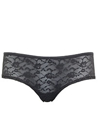 GREY Lace Front Brazilian Knickers - Size 8 to 12/14 (S to L)