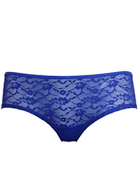 BLUE Lace Front Brazilian Knickers - Size 8 to 12/14 (S to L)