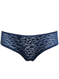 NAVY Lace Front Brazilian Knickers - Size 10 to 12/14 (M to L)