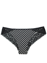 BLACK Lace Back Spotted Brazilian Knickers - Size 8 to 12/14 (S to L)