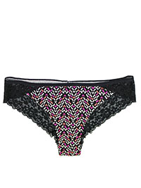 BLACK Lace Back Brazilian Knickers - Size 8 to 12/14 (S to L)