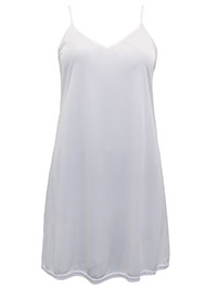 IRREGULAR - WHITE Satin Trim Short Slip Dress - Size 10 to 18