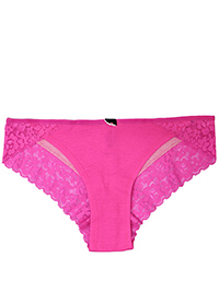 PINK Lace Back Brazilian Knickers - Size 8 to 12/14 (S to L)