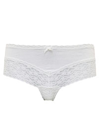 CREAM Lace & Bow Detail Brazilian Knickers - Size 8/10 to 20 (S to XL)