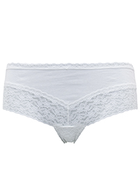 WHITE Lace Detail Brazilian Knickers - Size 8/10 to 22 (S to XXL)