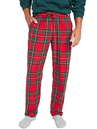 RED Mens Pure Cotton Tartan Print Flannel Pyjama Bottoms - Size XS to 4XL