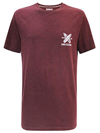 FF Mens BURGUNDY Pure Cotton Surf Front Back Graphic T-Shirt - Size L to XXL