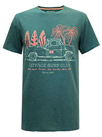 FF Mens GREEN Surf Club Embroidered T-Shirt - Size M to 4XL