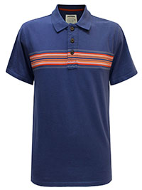 FF Mens WASHED-NAVY Sennen Chest Stripe Polo Shirt - Size S to 2XL