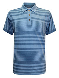 FF Mens BLUE Clifton Stripe Polo Shirt - Size S to 2XL