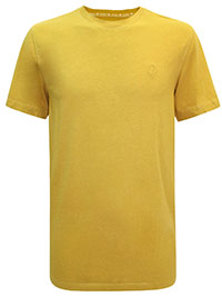 FF Mens YELLOW Pure Cotton Lulworth Crew Neck T-Shirt - Size S to 3XL