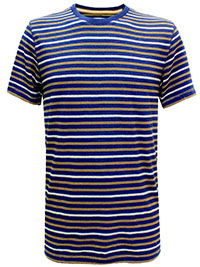 FF Mens BLUE-INDIGO Short Sleeve Striped T-Shirt - Size XS to L