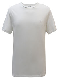 FF Mens WHITE Organic Cotton Hawnby Crew Neck T-Shirt - Size XL to XXL