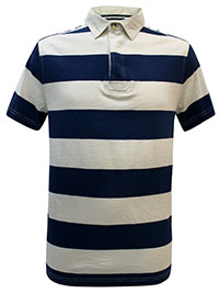 FF Mens NAVY Wide Stripe Polo Shirt - Size M to XXL