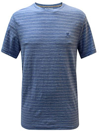 FF Mens CORNFLOWER Lulworth Stripe Crew T-Shirt - Size M to XXL