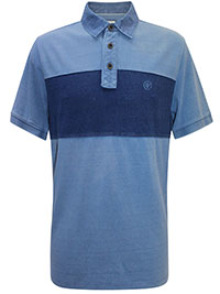 FF Mens INDIGO Cut & Sew Color Block Polo Shirt - Size XS to 2XL