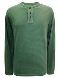 FF Mens GREEN Jacquard Henley Top - Size S to L