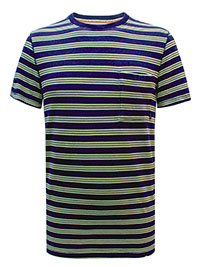 FF Mens BLUE Striped Pocket T-Shirt - Size S to L