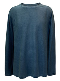 BLUE Mens Cotton Rich Textured Long Sleeve Top - Size XL to XXL