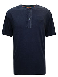 FF Mens NAVY Pure Cotton Henley Top - Size L to XL