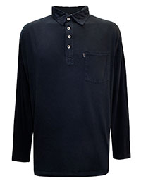 JO Mens NAVY Pure Cotton Long Sleeve Polo Shirt - Size S to XL