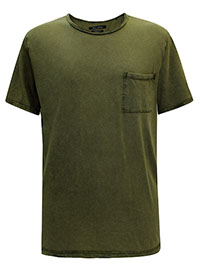 MoP Mens KHAKI Pure Cotton Raw Trim Pocket T-Shirt - Size XL to 3XL