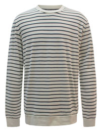 MoP Mens NAVY/CREAM Pure Cotton Striped Long Sleeve Top - Size M to 2XL