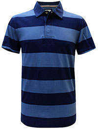 FF Mens INDIGO Hastings Stripe Polo Shirt - Size M