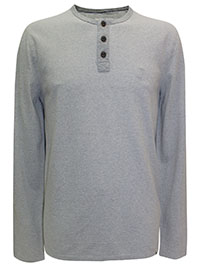 FF Mens GREY-MARL Textured Henley Top - Size M to XL