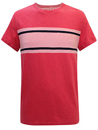 FF Mens BLUSHED-RED Chest Stripe T-Shirt - Size M