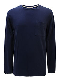 NAVY Mens Pure Cotton Long Sleeve Pocket T-Shirt - Size M to XL