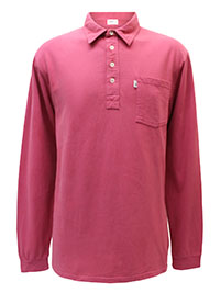 JO Mens RASPBERRY Pure Cotton Long Sleeve Polo Shirt - Size S to XXL