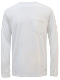 WHITE Mens Pure Cotton Long Sleeve T-Shirt - Size S to XXL