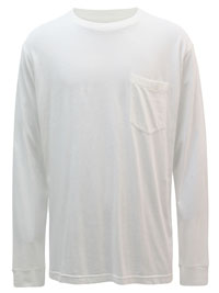 IVORY Mens Pure Cotton Long Sleeve Pocket T-Shirt - Size XS to XL