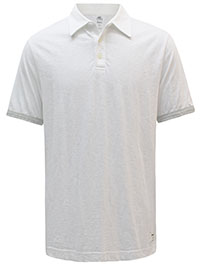 WHITE Mens Pure Cotton Contrast Trim Polo Shirt - Size M to L