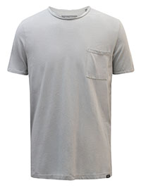 MoP Mens LIGHT-GREY Pure Cotton Raw Trim T-Shirt - Size S to 3XL