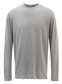 MoP Mens GREY Textured Stripe Long Sleeve Top - Size S to 3XL